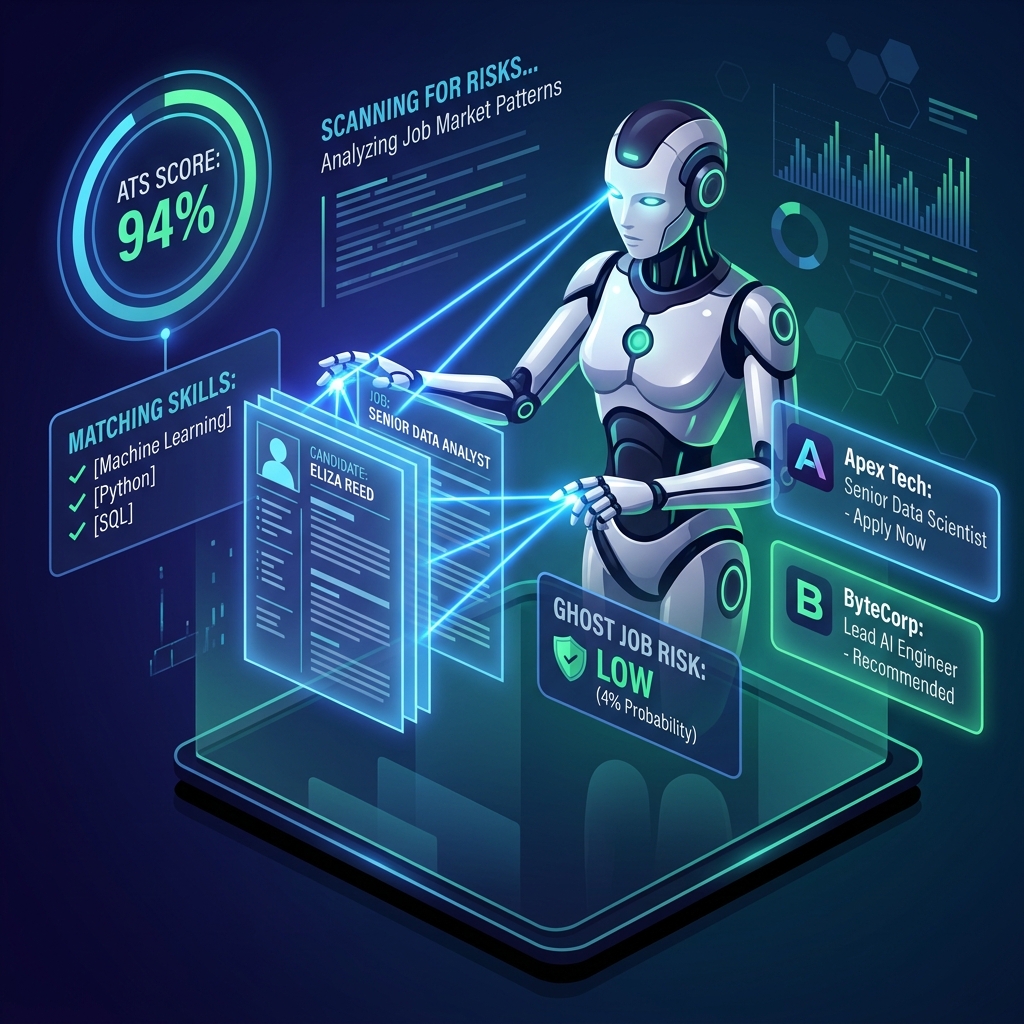 AI Robot scanning resume and jobs